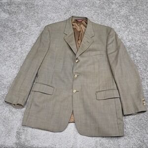 Jos A Bank Mens Pure New Wool Micro Houndstooth Blazer Sport Coat Brown 48R